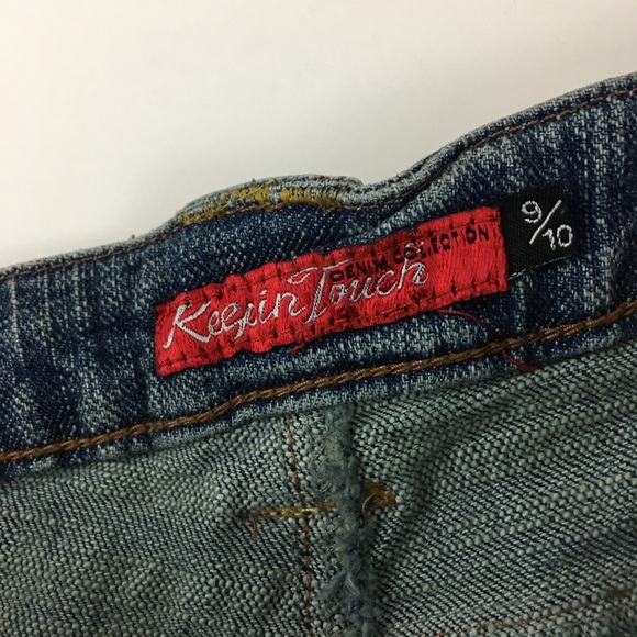 Keep In Touch Rolled Cuff Y2K Style Mid Rise Denim Shorts Size 10 - Picture 6 of 8